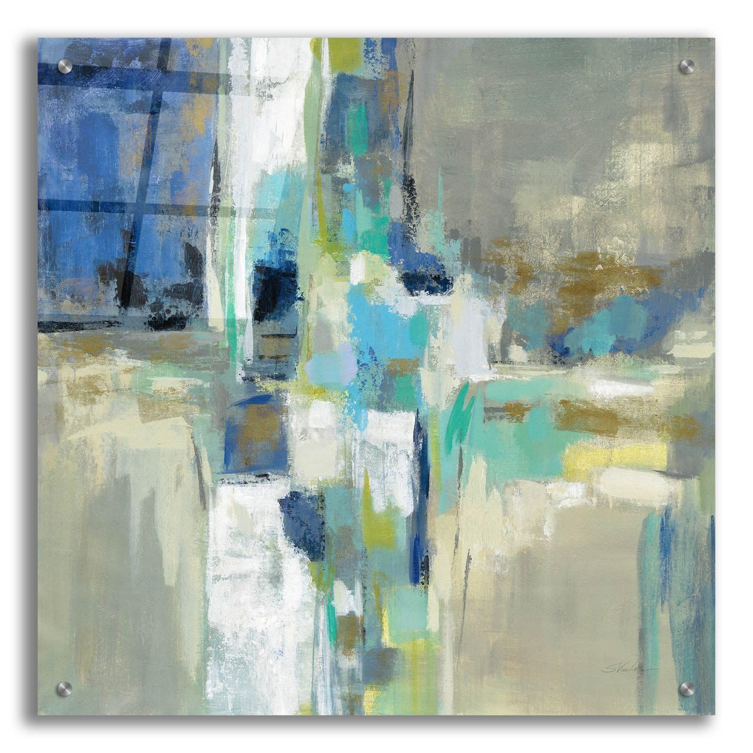 Silvia Vassileva 'Spring Water' Acrylic Glass Wall Art - 24x24 Inch Modern Abstract Painting for Living Room, Bedroom & Office Decor