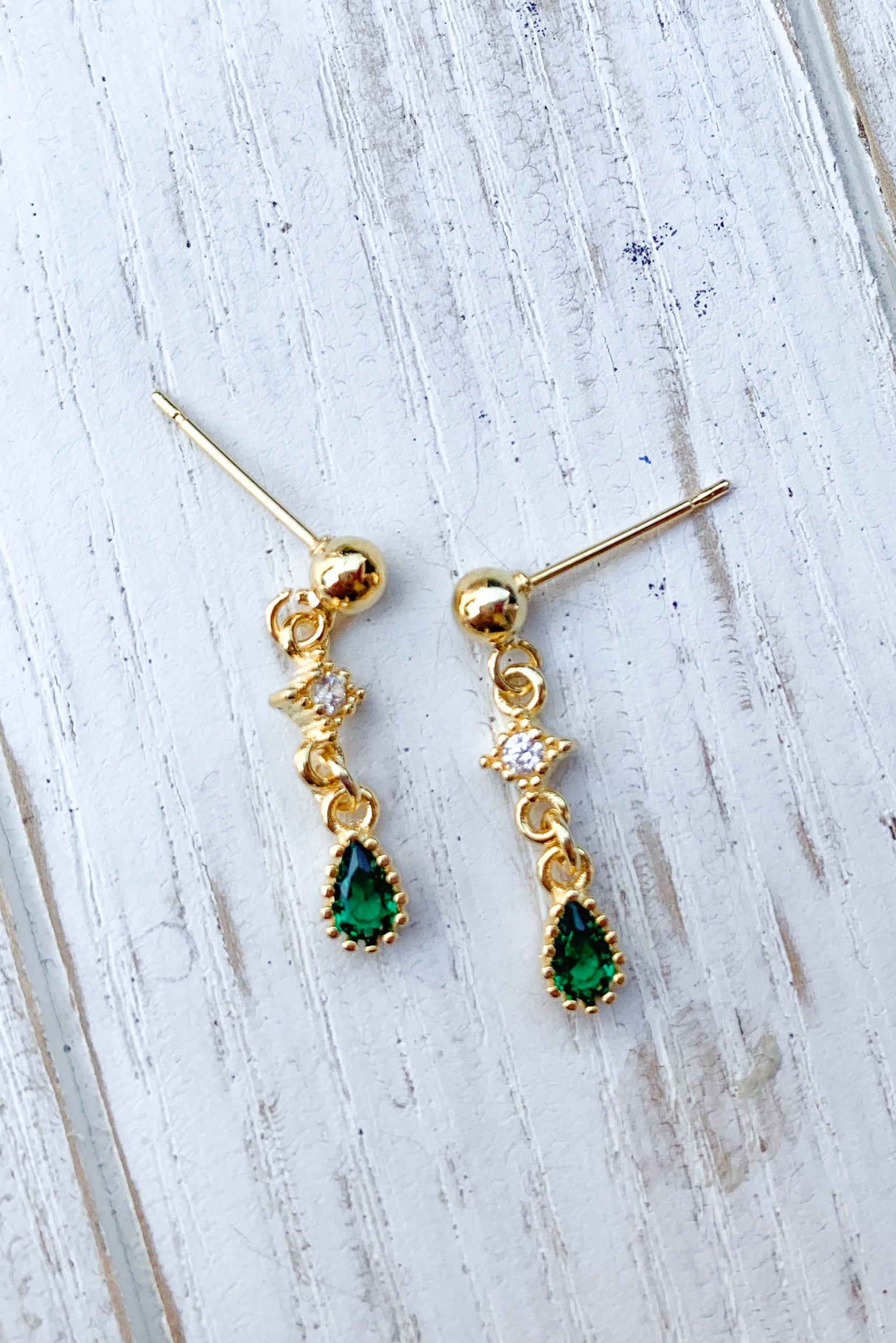 14K Gold Plated Tiny Green Natural Stone Stud Earrings for Women – Elegant Bridal Party Gifts, Wedding Jewelry, Birthday Present & Everyday Wear