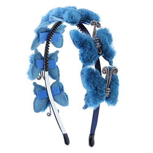 Cute Blue Mini Fur Butterfly Headband for Girls - Soft & Stylish Hair Accessory for Parties, Photos & Everyday Wear