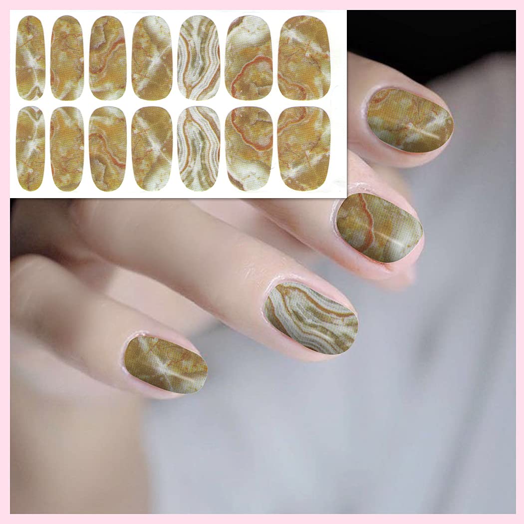 WOKOTO 12 Sheets Gradient Color Marbled Nail Strips - Self-Adhesive Nail Polish Stickers with Nail File | Colorful Blooming Nail Wraps for Women | Perfect for Parties, Weddings & Daily Nail Art