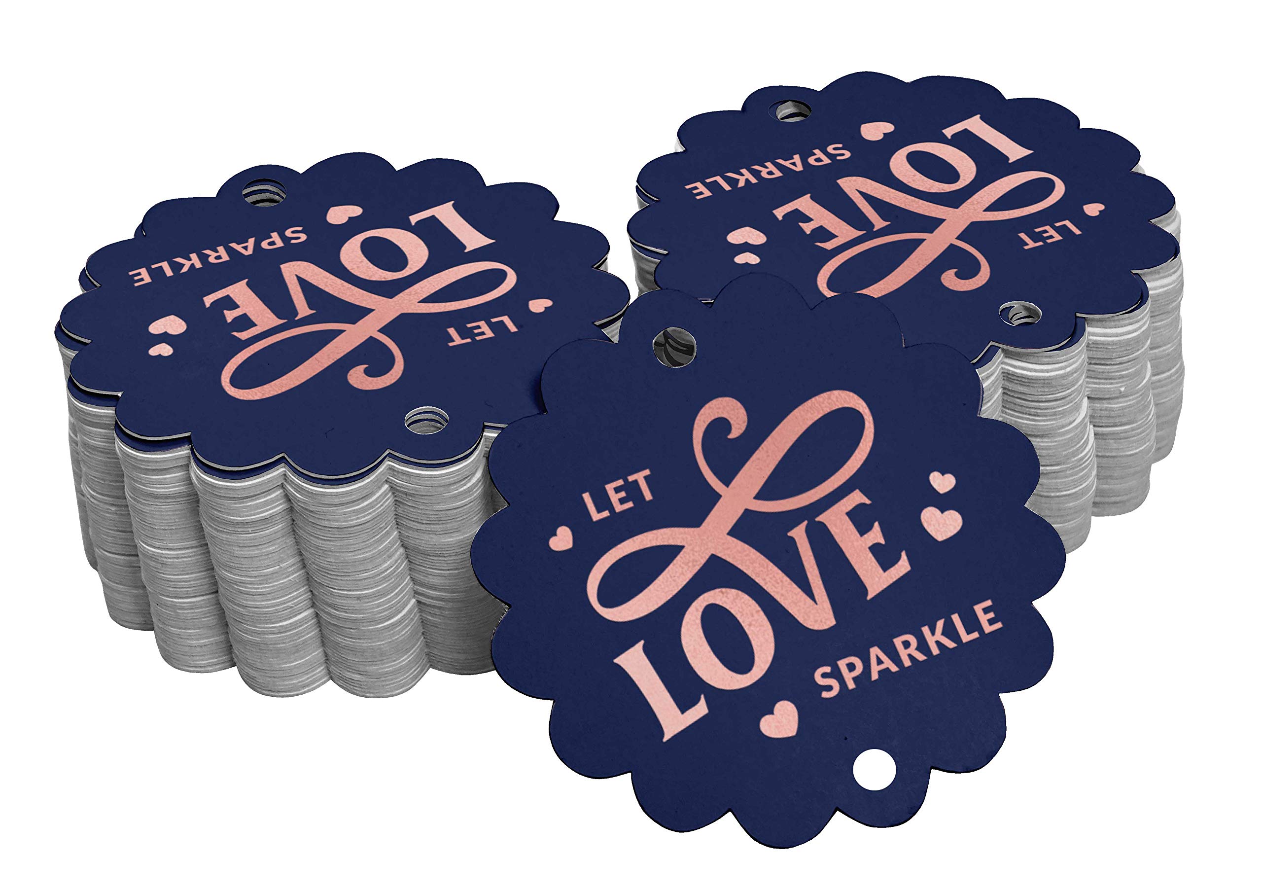 50 Pack Real Rose Gold Foil Paper Tags - Elegant Wedding Favor Hang Tags for Bridal Shower, Anniversary & Party Decorations - Perfect for Gift Wrapping, DIY Crafts & Special Events