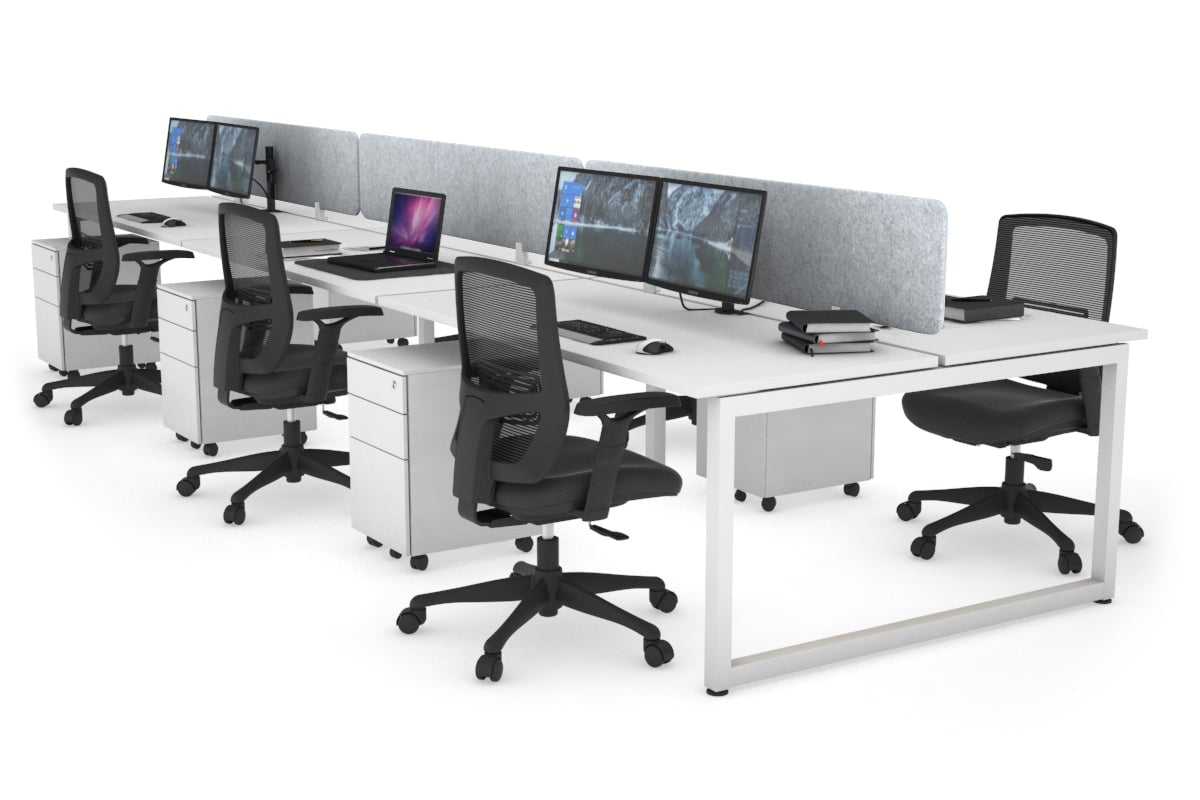 Quadro Loop Legs 6-Person Office Workstation Desk [1600L x 700W] - Perfect for Collaborative Workspaces & Open Office Environments