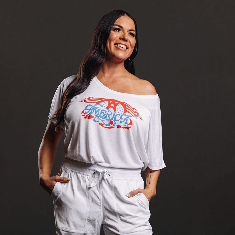 Women's AeroAmerica Slouchy Fit T-Shirt - Soft Relaxed Oversized Tee for Casual Wear | White Cotton Shirt for Everyday Outfits & Lounge Comfort