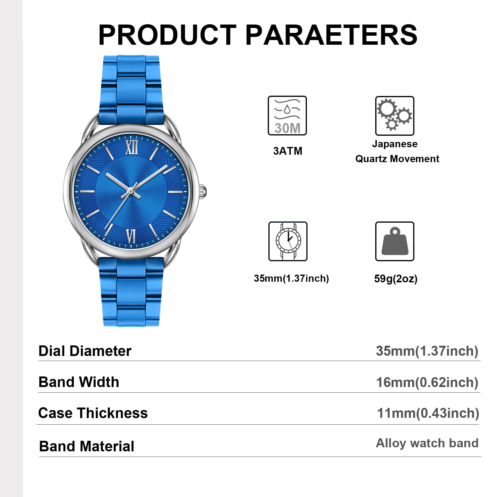 Elegant Women's Metal Bracelet Watch with Roman Numerals - Waterproof & Easy to Read - Perfect for Office, Party & Everyday Wear