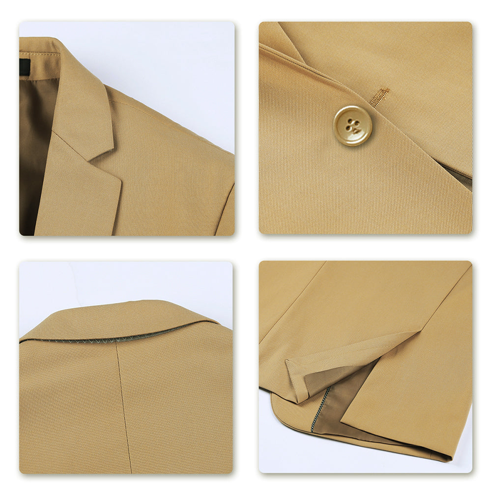 2 Piece Slim Fit Casual Suit for Men - Khaki Color Business & Wedding Outfit - Lightweight Comfortable Office & Party Wear