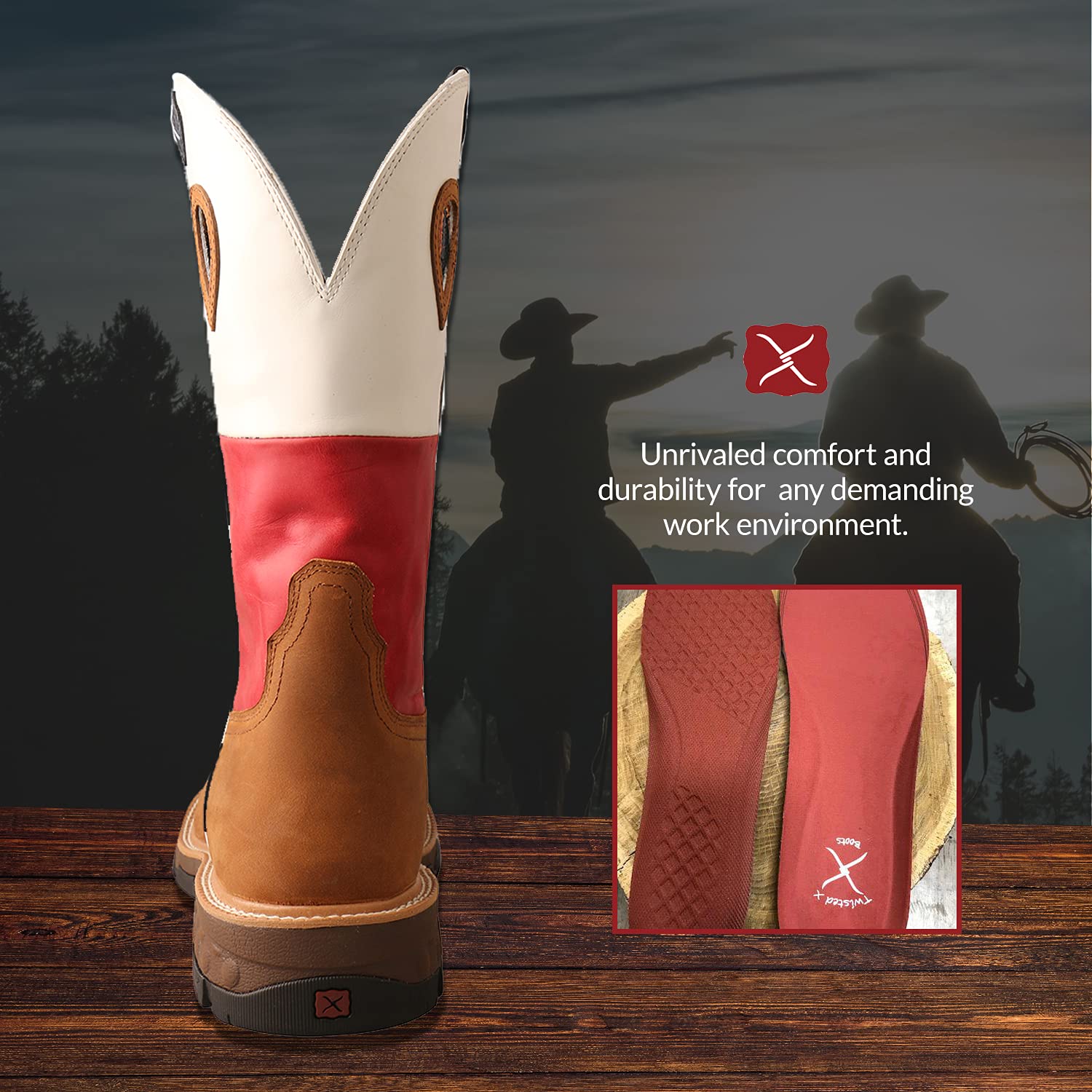 Twisted X Men's Texas Flag Western Work Boots - Nano Composite Toe, Light Brown, Size 10 EE (US) - Durable & Comfortable for Ranch Work, Construction & Outdoor Activities