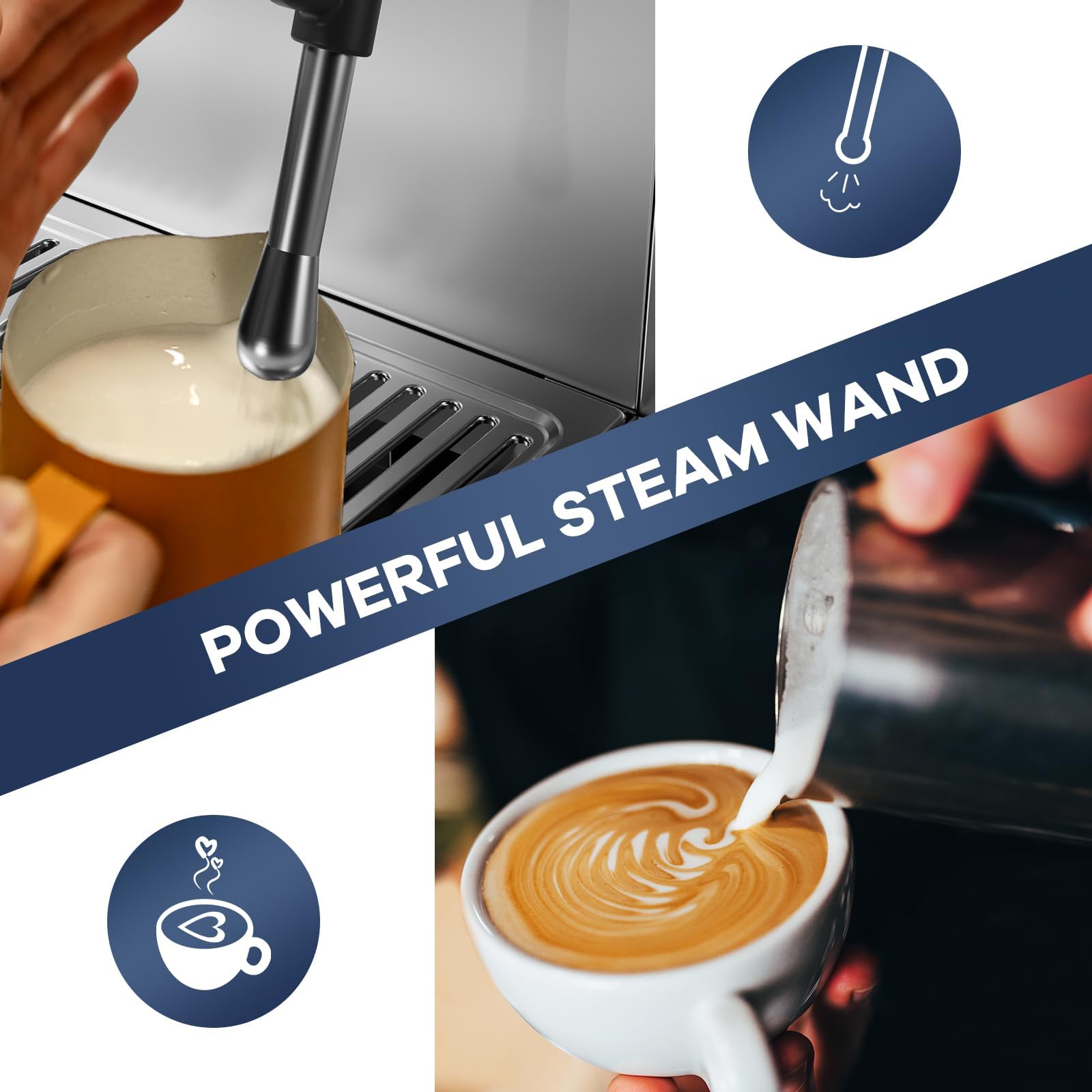Premium 15 Bar Espresso Machine with Milk Frother & PID Temperature Control - 1350W LCD Coffee Maker for Latte, Cappuccino & Barista Drinks - Perfect for Home Cafes & Office Coffee Stations (78OZ Water Tank)