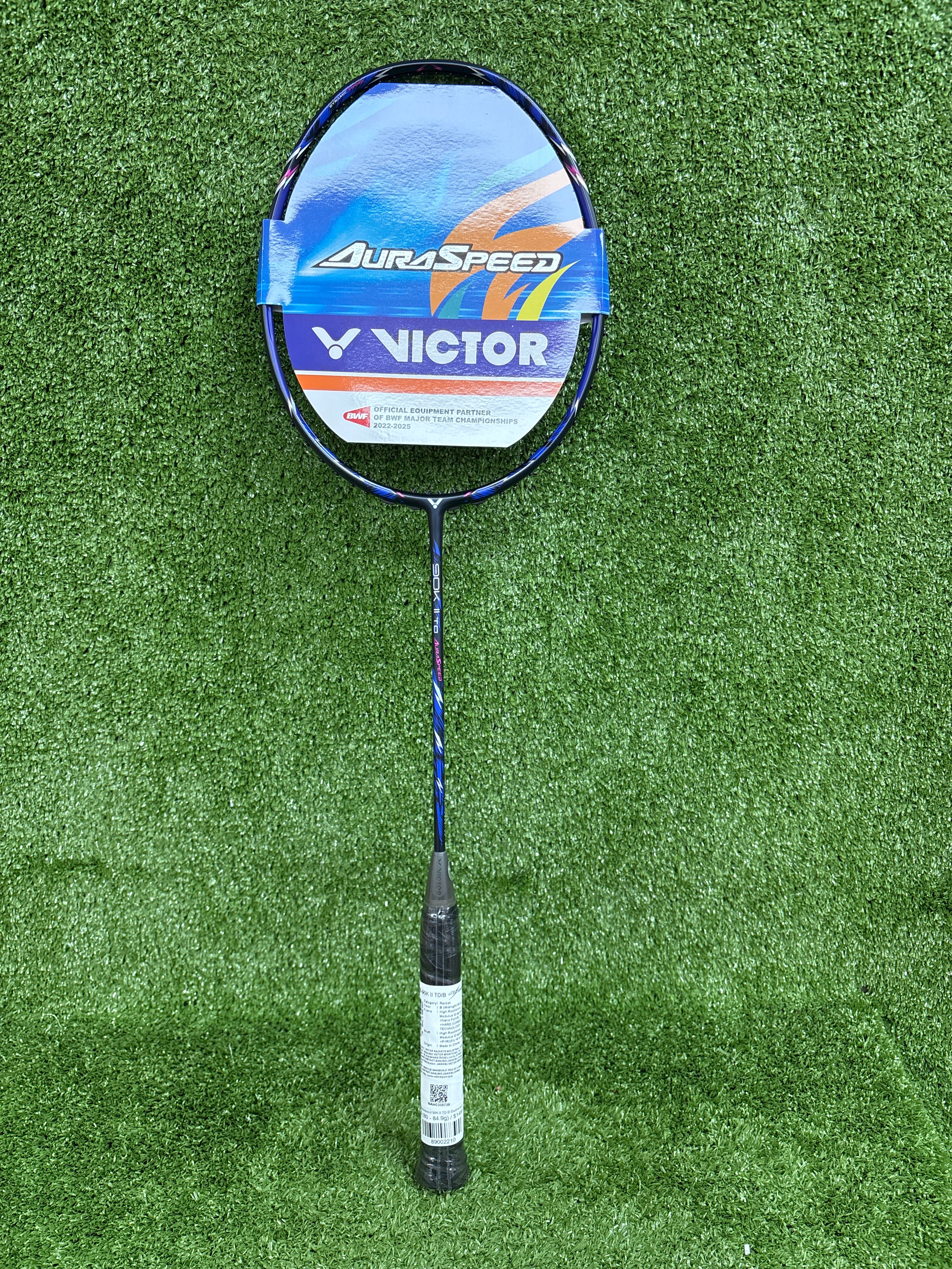 Victor Auraspeed 90K II TD B Unstrung Badminton Racket - Professional Carbon Fiber Shuttlecock Racket for Tournament & Training - Perfect for Singles/Doubles Play & Advanced Players