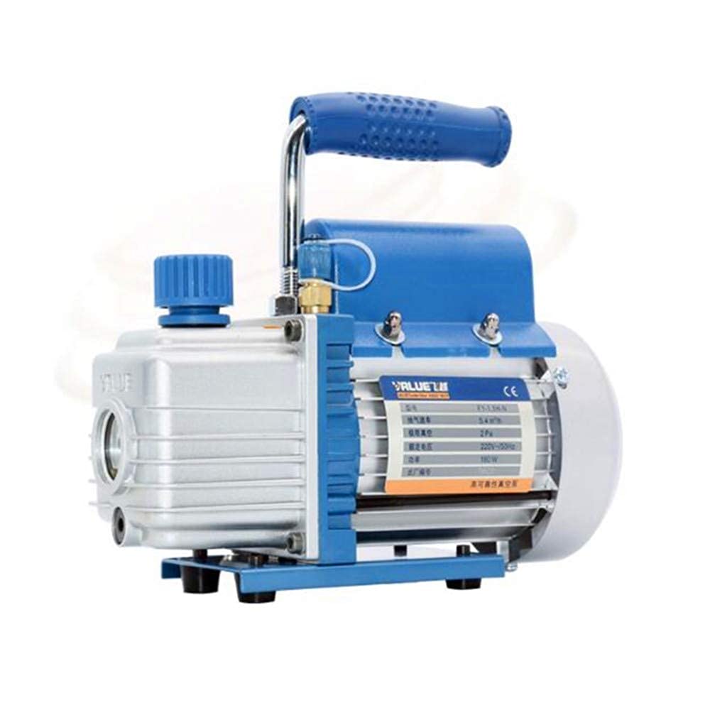 1.5L Single Stage Rotary Vane Vacuum Pump 220V High Pressure Electric Air Compressor for HVAC, Auto AC Refrigerant Recharging & Air Tools (Includes Gauge) - Perfect for Automotive Repair, HVAC Maintenance & Industrial Applications