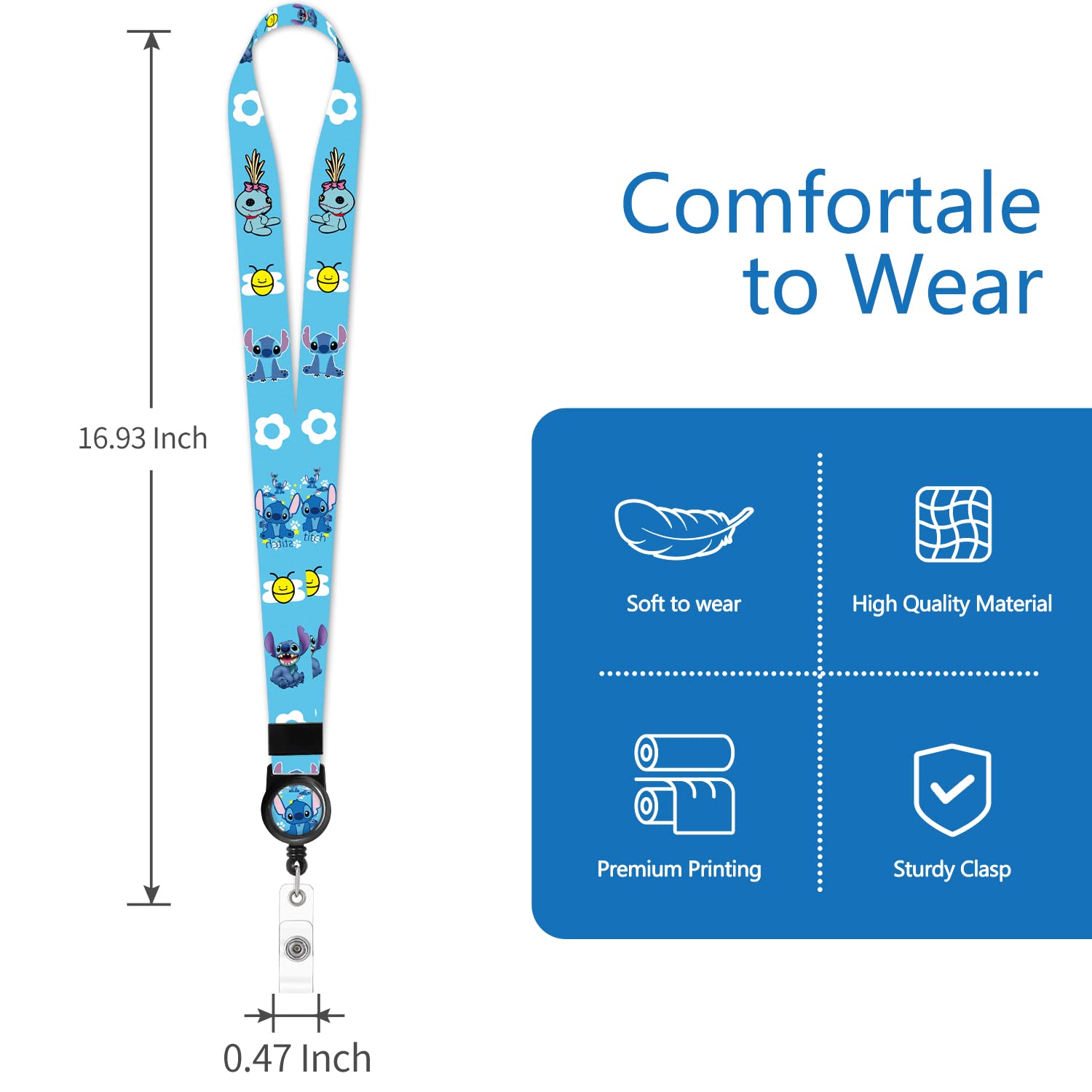 Retractable ID Badge Lanyard for Office, School & Events - Cute Cartoon Keychain