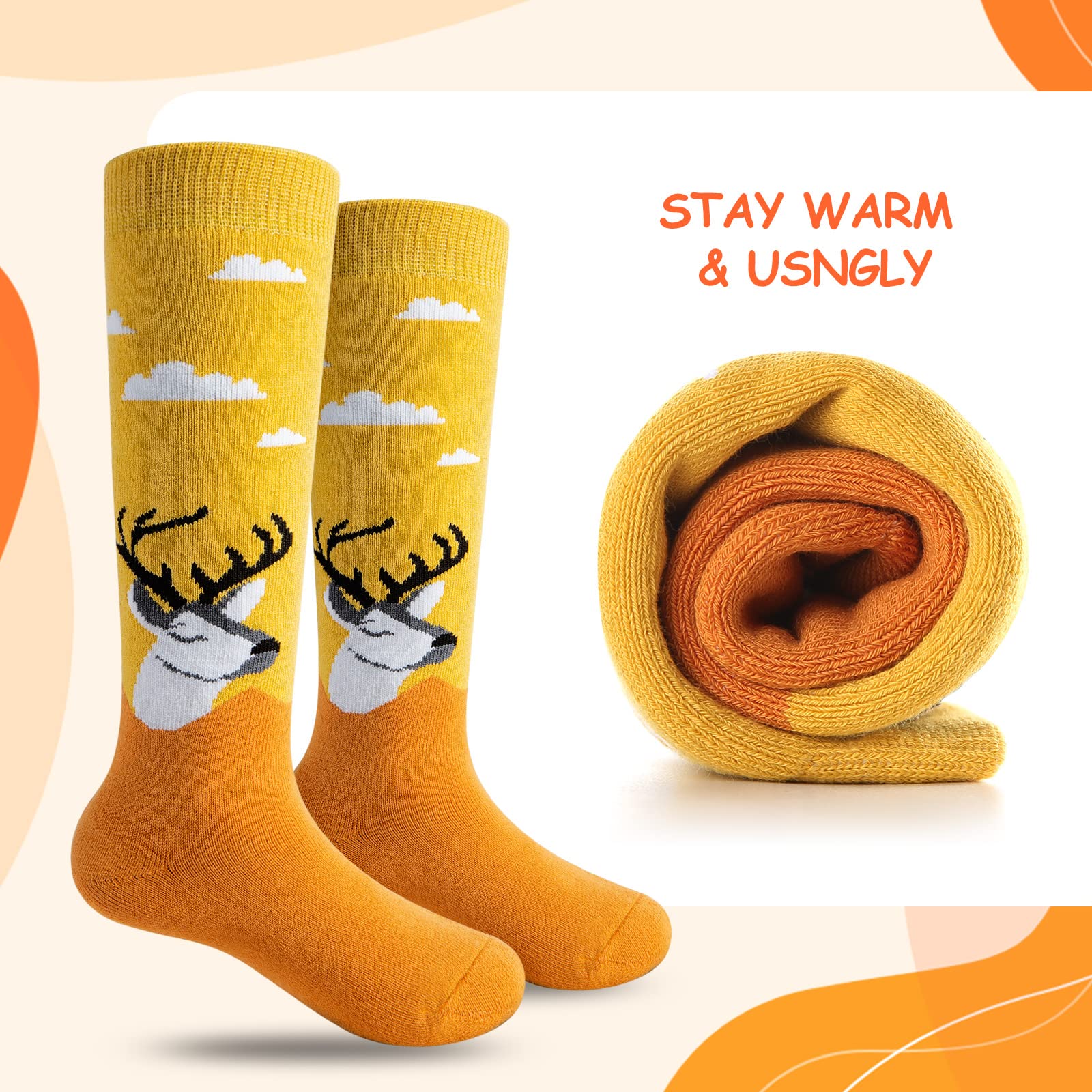Cimkiz Kids Ski Socks (2 Pairs/3 Pairs) - Warm Winter Ski Socks for Boys & Girls, Toddler Snowboarding Socks for Outdoor Skiing & Snow Sports - Perfect for Ski Trips & Winter Adventures