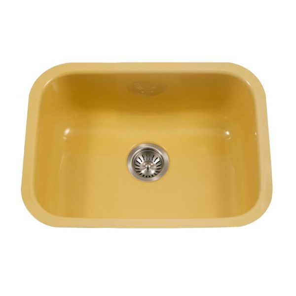 Hamat CER 2318S LE Enamel Steel Undermount Single Bowl Kitchen Sink in Lemon Color - Durable Stain-Resistant for Modern Farmhouse & Restaurant Kitchens