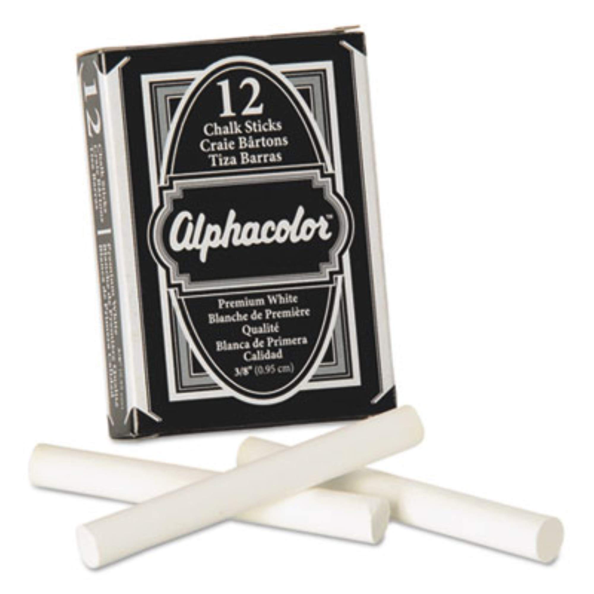 Quartet QRT314005 White Chalk - 12 Pack for Classroom, Office & Home Use - Alpha Chalk for Blackboards, Chalkboards & Sidewalks