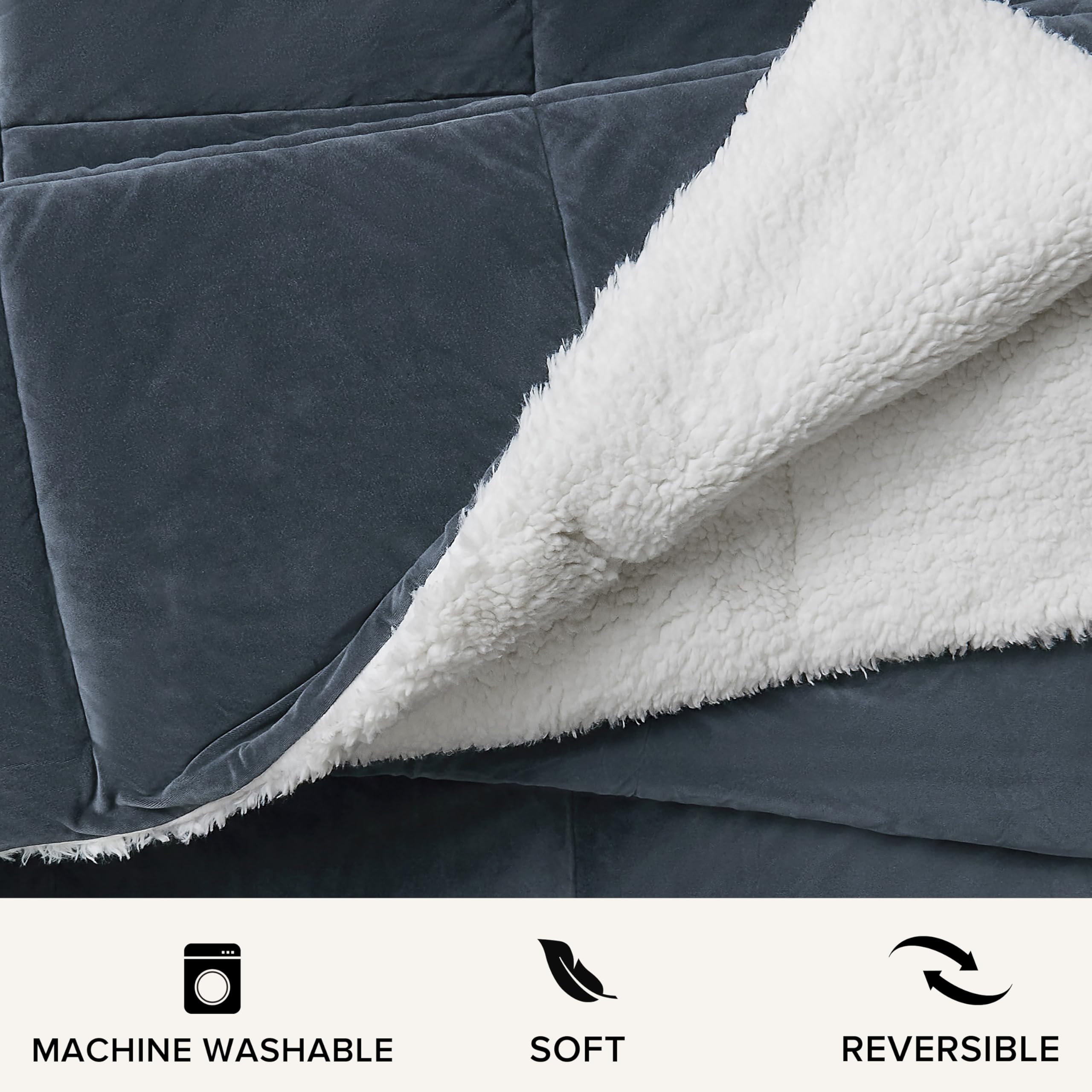 UGG Blissful Reversible Full/Queen Comforter Set - Plush Fluffy Down Alternative Bedding with 2 Pillow Shams | Hypoallergenic, Breathable & Warm | White & Blue Imperial | Perfect for Cozy Winter Nights & Bedroom Decor