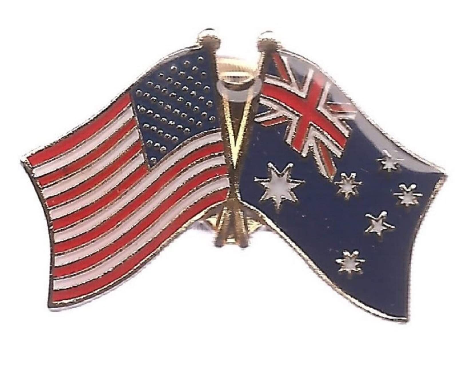100 Pcs Australia World Friendship Crossed Flag Pins - Australian Double Flag Enamel Lapel Pins for Suits, Hats & Bags - Mini Patriotic Badges for Collectors, Gifts & Travel Accessories