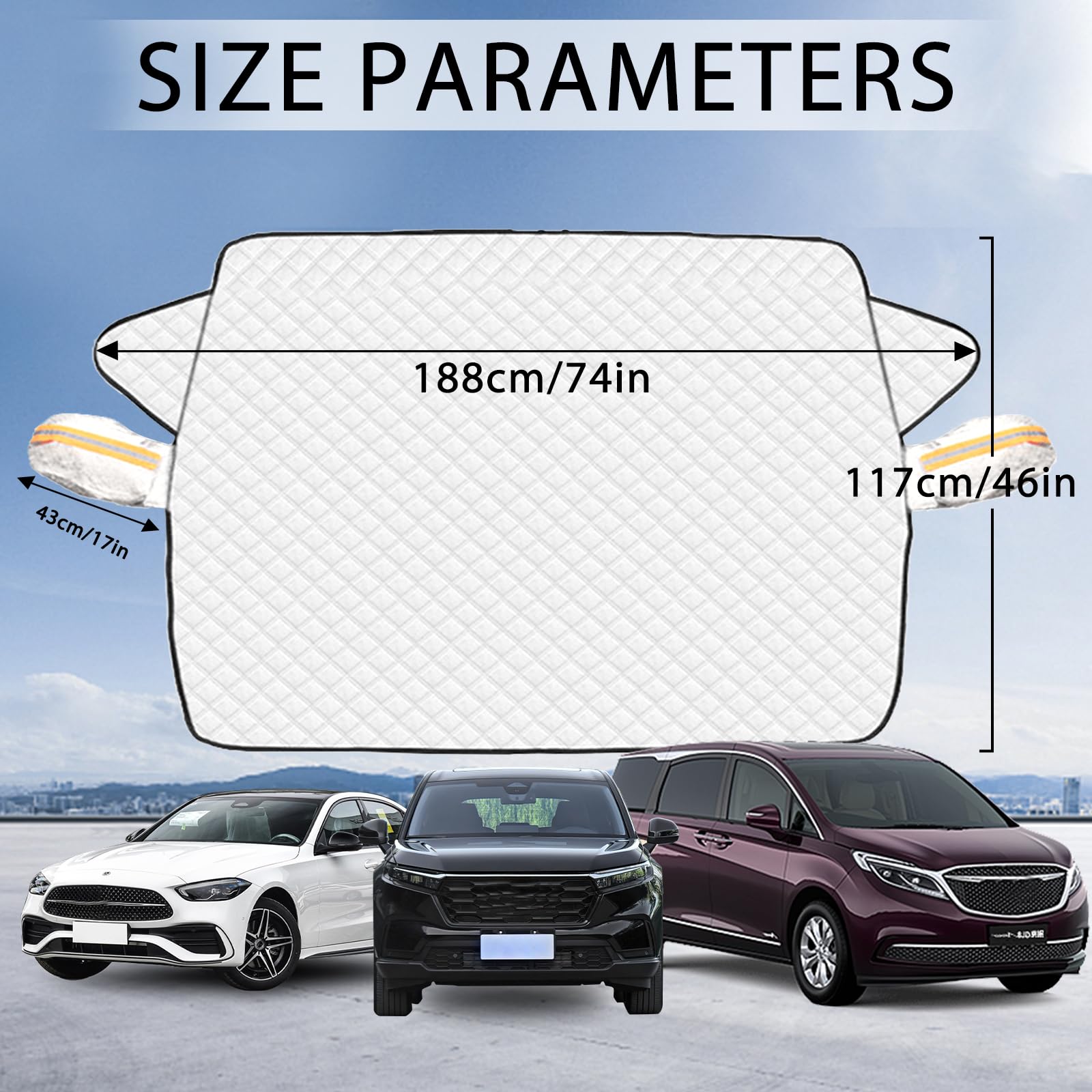 **Heavy Duty Windshield Cover for Ice and Snow Protection - Universal Fit for Cars, Trucks, SUVs & Vans with Side Mirror Covers | Winter Car Accessories for Extreme Weather**    *(Perfect for Overnight Parking, Snow Storms, and Freezing Temperatures to Keep Your Windshield Clear and Frost-Free)*