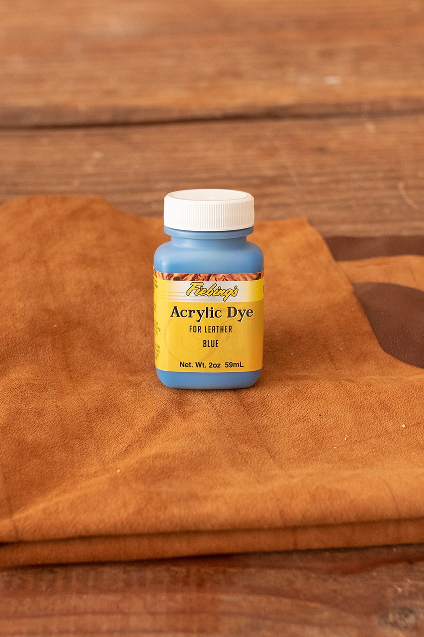 Fiebing's Acrylic Leather Dye 59ml (2oz) - Vibrant Blue Color for Leather Crafting, Shoes, Bags & DIY Projects | Fast-Drying, Permanent Finish
