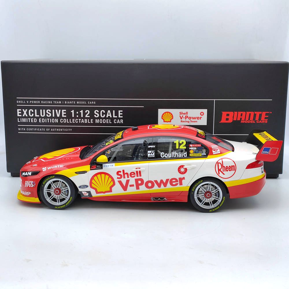 1:12 Scale SHELL V-POWER Racing Team Ford Falcon FGX Supercar 2017 #12 B12F17B - High-Quality Resin Diecast Model Car - Perfect for Collectors, Racing Fans & Gift Giving - Display, Home Decor, Office Desk Showpiece