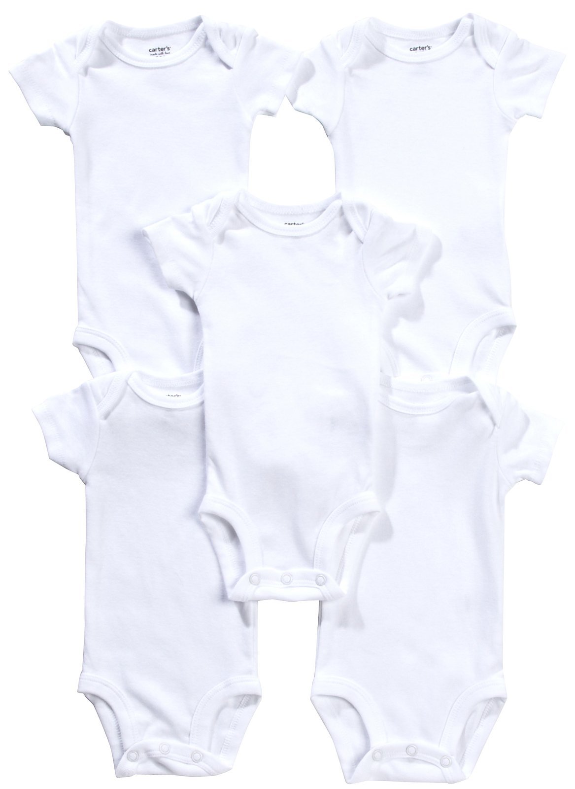 Carters Basic White 5 Pack Baby Bodysuits for 3 Month Old - Soft Cotton Onesies for Newborns & Infants - Perfect for Everyday Wear, Sleepwear & Gift Giving