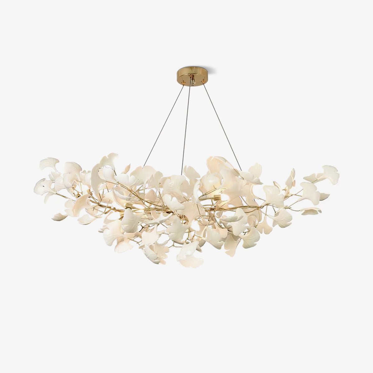 Elegant Ginkgo Leaf Chandelier - Modern Gold Brass Ceiling Light Fixture for Dining Room, Living Room & Bedroom Decor