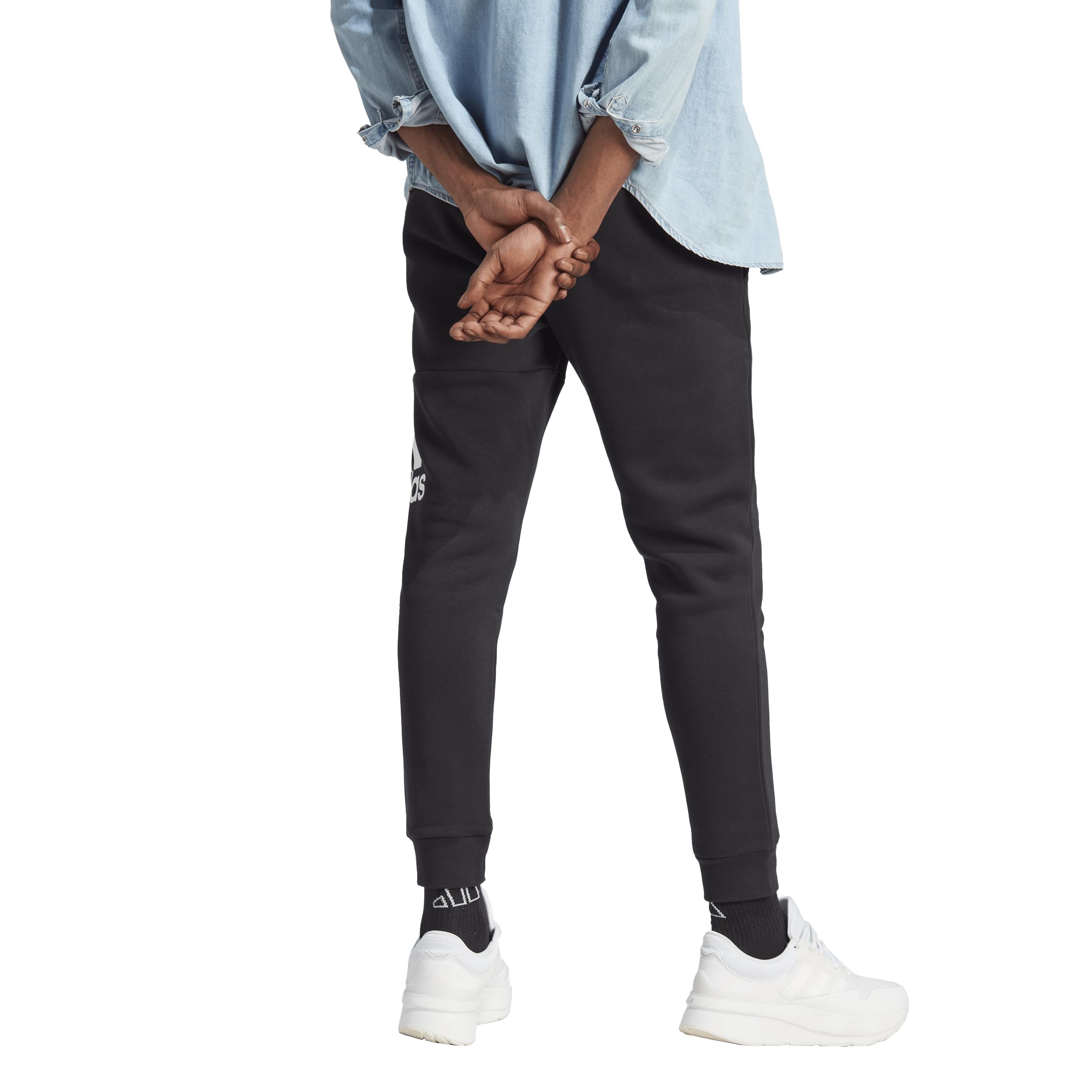 Adidas Men's Essentials Fleece Jogger Pants with Tapered Cuff & Big Logo - Comfortable Athletic Sweatpants for Gym, Running, Lounge & Casual Wear