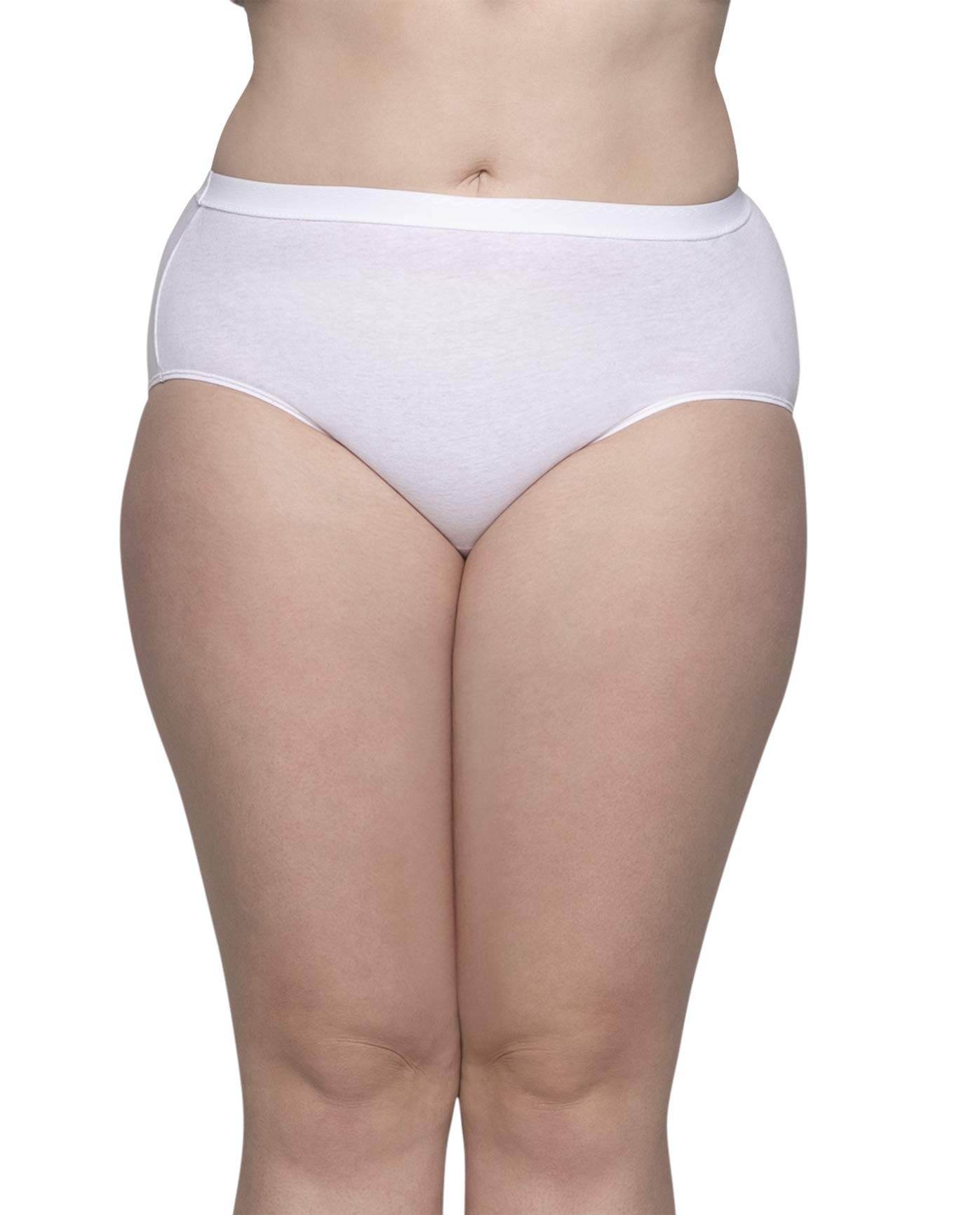 Fruit of the Loom Women's Plus Size Cotton Underwear Briefs - Soft Comfort Fit, White (Pack of 12) | Everyday Wear, Sleep & Lounge | US Size 12