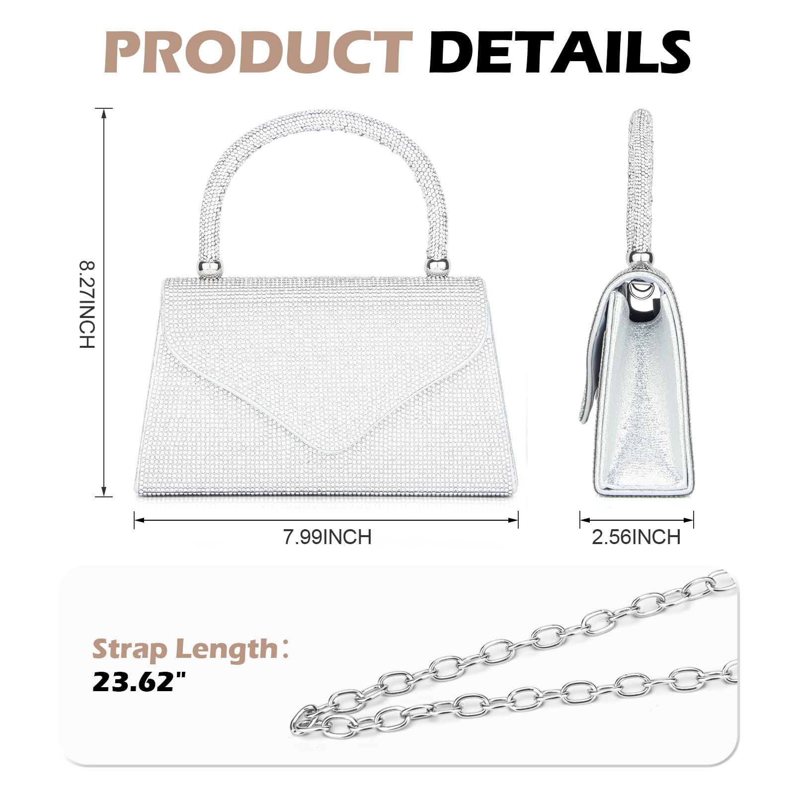 Elegant Rhinestone Glitter Clutch Purse for Women - Small Evening Bag for Party, Wedding, Prom & Special Occasions | Stylish Ladies Handbag for Formal Events & Night Out