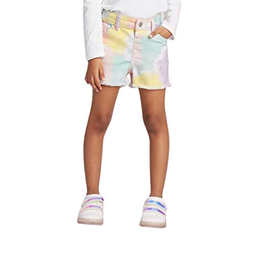 Cat & Jack Toddler Girls' Pastel Rainbow Tie-Dye Denim Shorts - Soft Stretch Comfort for Playtime & Summer Outfits