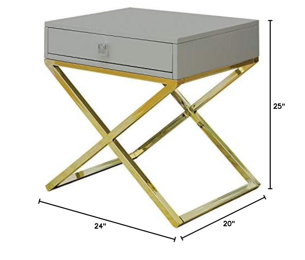 24/7 Shop at Home Winnifred Contemporary 24-inch 1-Drawer End Table, Gray - Modern Nightstand for Bedroom, Living Room Accent Table with Storage