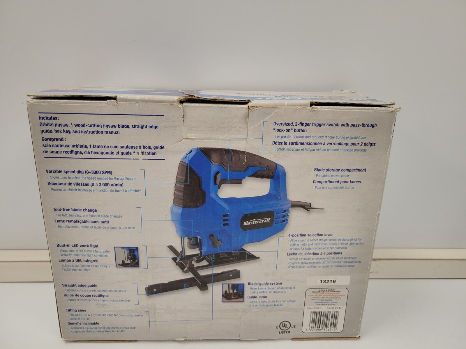 Mastercraft 054-8259-0 Orbital Jigsaw - Powerful Electric Saw for Woodworking, Metal Cutting & DIY Projects - Perfect for Home Improvement & Crafting