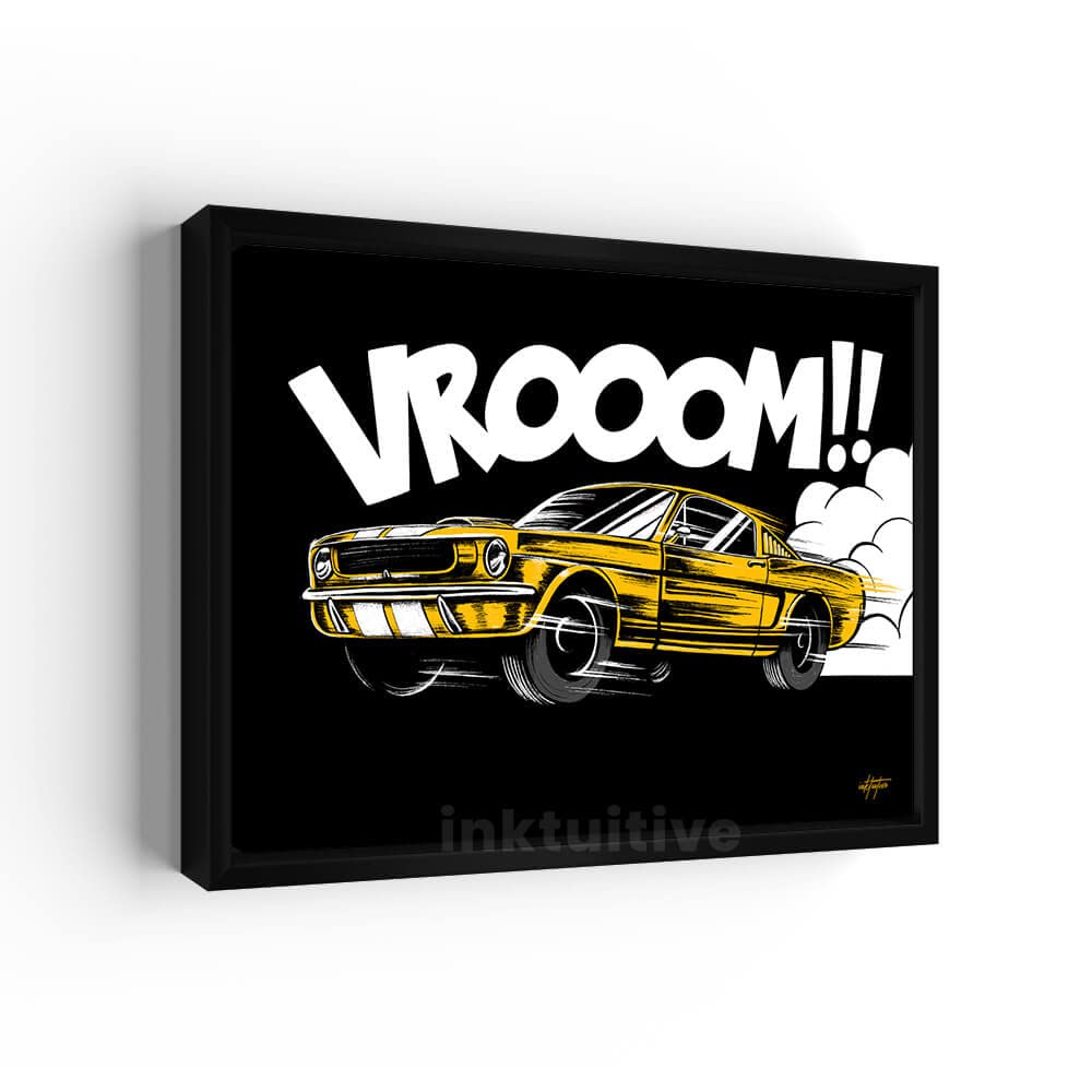 Inktuitive American Muscle Car Canvas Wall Art - Motivational & Inspirational Home Decor for Bedroom, Living Room & Office - 40x30 Inches Black Framed Poster - Perfect for Man Cave, Garage & Automotive Enthusiast Gifts