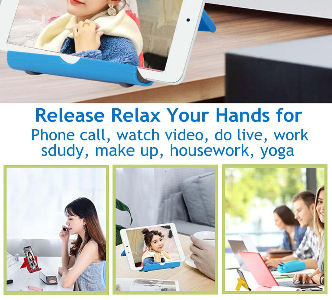2 Pack Adjustable Foldable Phone Stand for Desk - Universal Cell Phone & Tablet Holder Dock, Compatible with iPhone, Samsung, iPad (White) - Perfect for Office, Home, Video Calls & Hands-Free Viewing