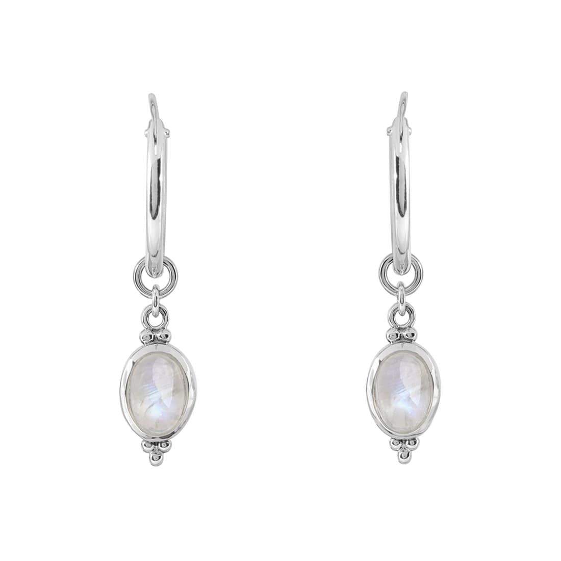 Moonstone Earrings for Women - Dainty Moon Song Sleepers | Hypoallergenic Sterling Silver Hoops for Sensitive Ears | Perfect Gift for Her, Birthday, Anniversary, Everyday Wear