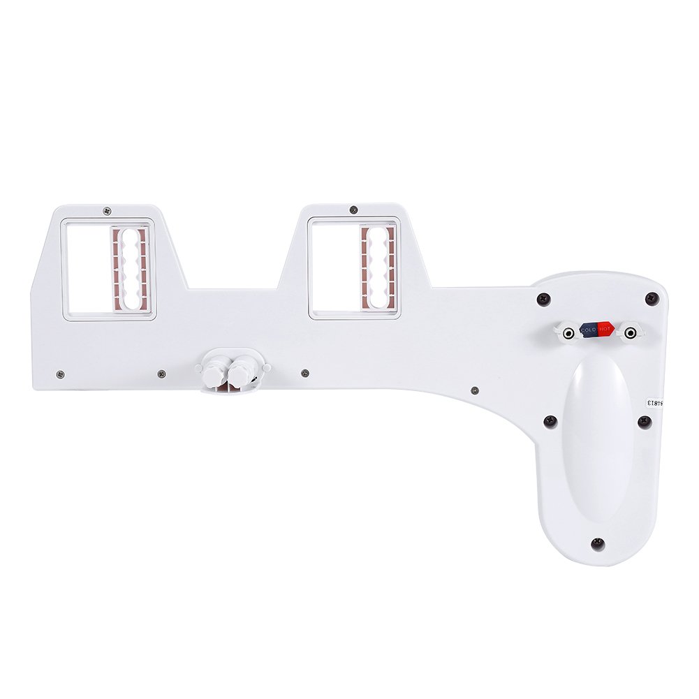 Non-Electric Bidet Toilet Seat Attachment with Dual Nozzle - Adjustable Hot & Cold Water Spray, Pressure Control - Perfect for Bathroom Hygiene & Comfort (White)