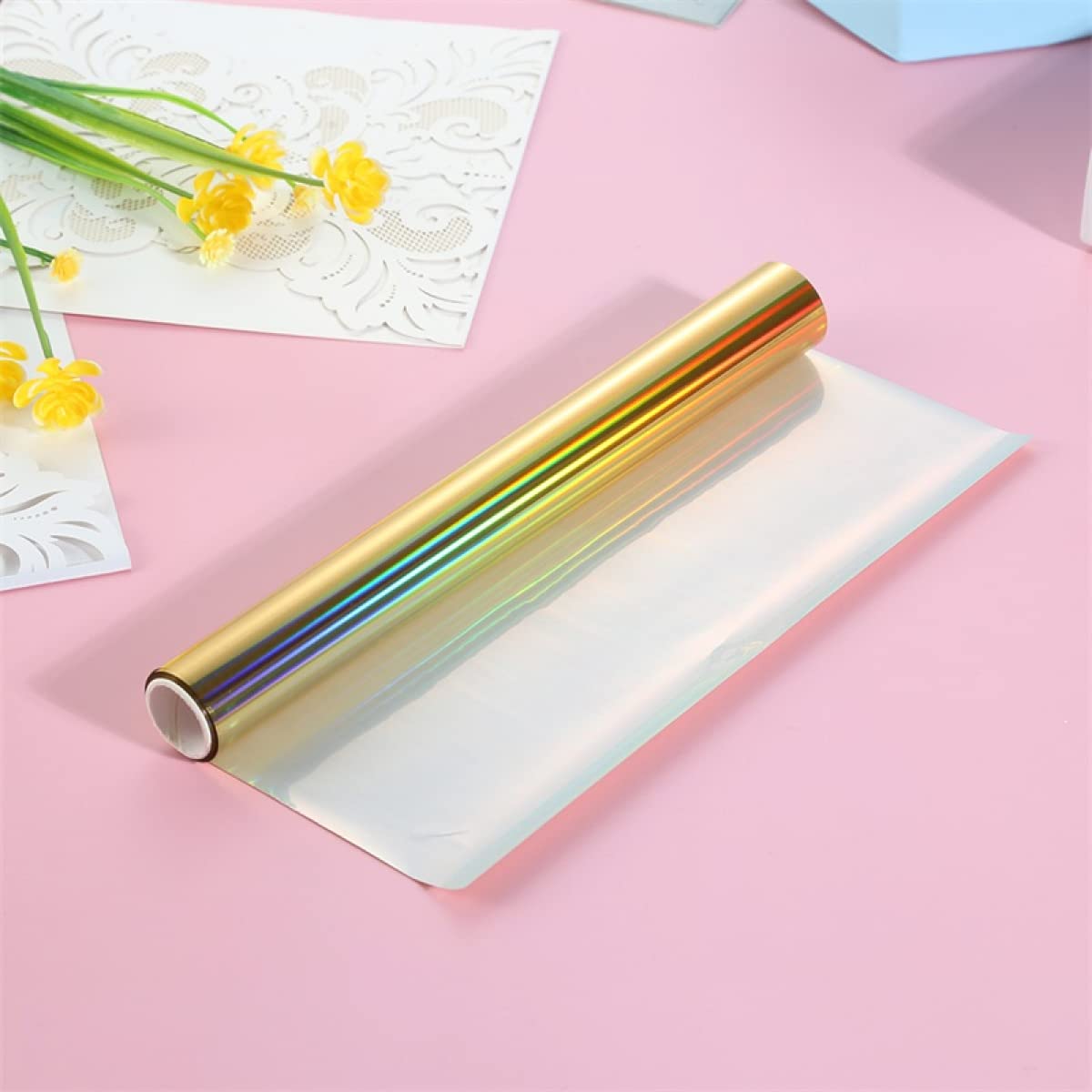 5Pcs Glimmer Hot Foil Roll - 19cm x 5m Metallic Variety Pack with Diamond Colors | Laser Printer & Laminator Compatible | Toner Reactive Foil for Scrapbooking, Card Making, DIY Paper Crafts & Gift Wrapping