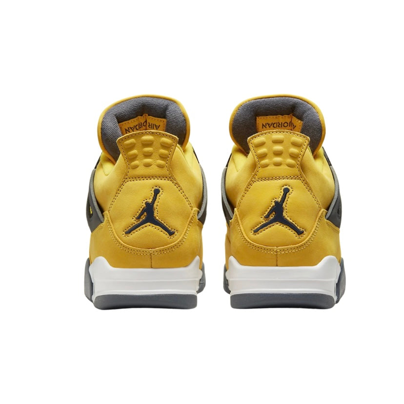 Air Jordan 4 Retro Lightning 2021 Sneakers - Tour Yellow, White, Dark Blue & Grey Colorway | Men's Basketball Shoes for Casual Wear & Street Style
