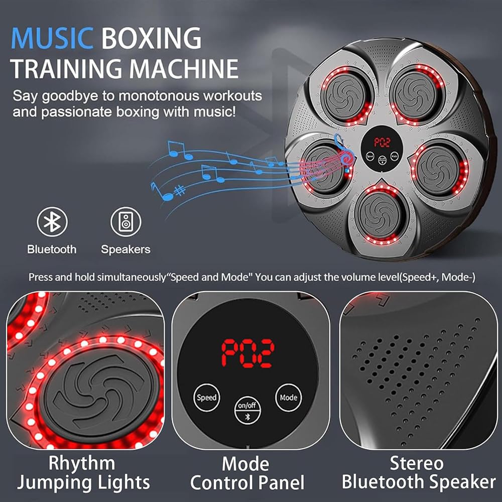 Bluetooth Smart Boxing Board - Electronic Punching Game Equipment with Gloves, USB Boxing Training Machine for Adults & Teens | Wall Mounted Music Boxing for Home & Gym Workouts | Perfect for Fitness Training, Stress Relief & Interactive Entertainment