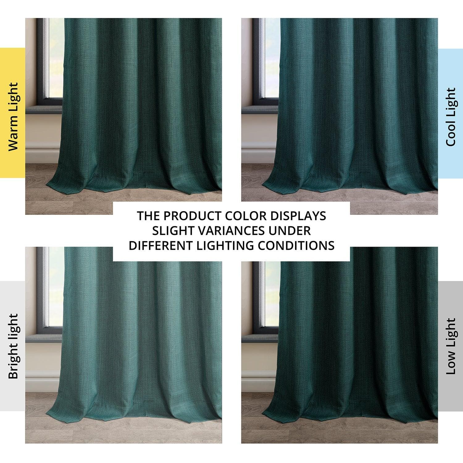 Slate Teal Grommet Textured Faux Linen Blackout Curtains for Bedroom & Living Room - Noise Reducing & Light Blocking Window Drapes for Home Decor