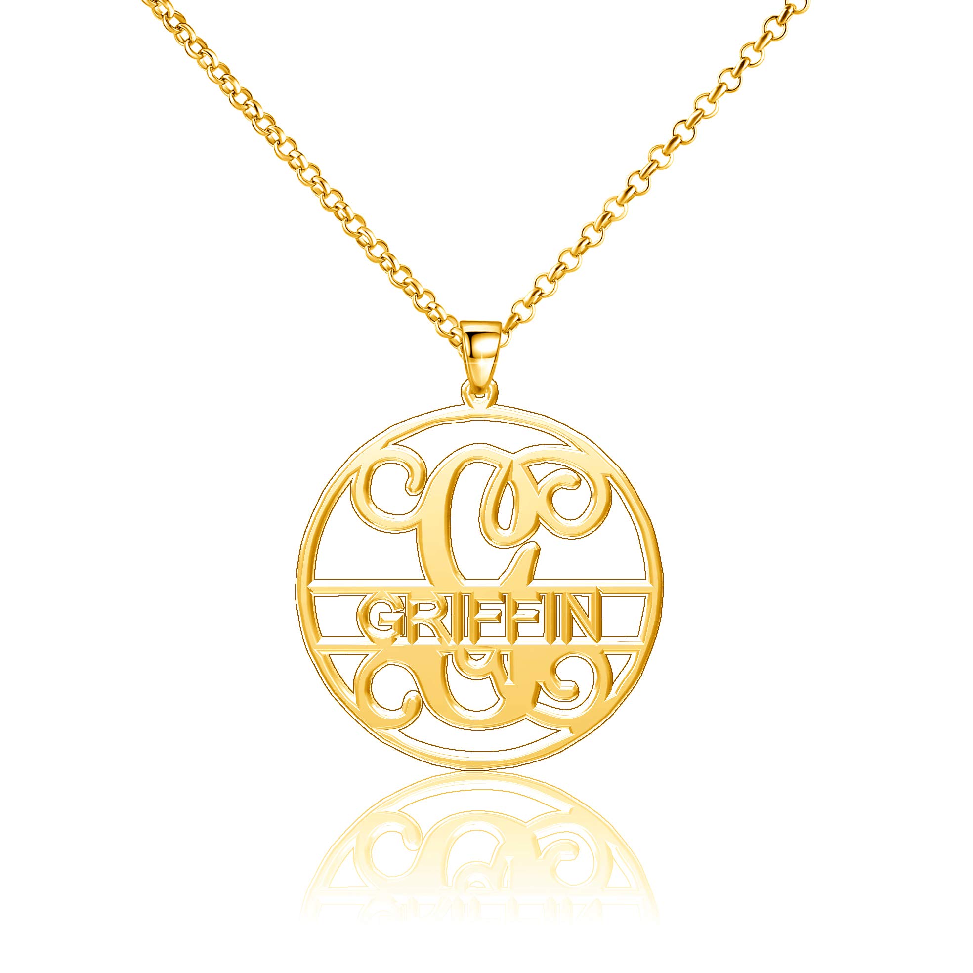 Personalized Monogrammed Name Plate Silver 925 Griffin Necklace Pendant - Perfect for Gifts, Anniversaries, and Everyday Elegance