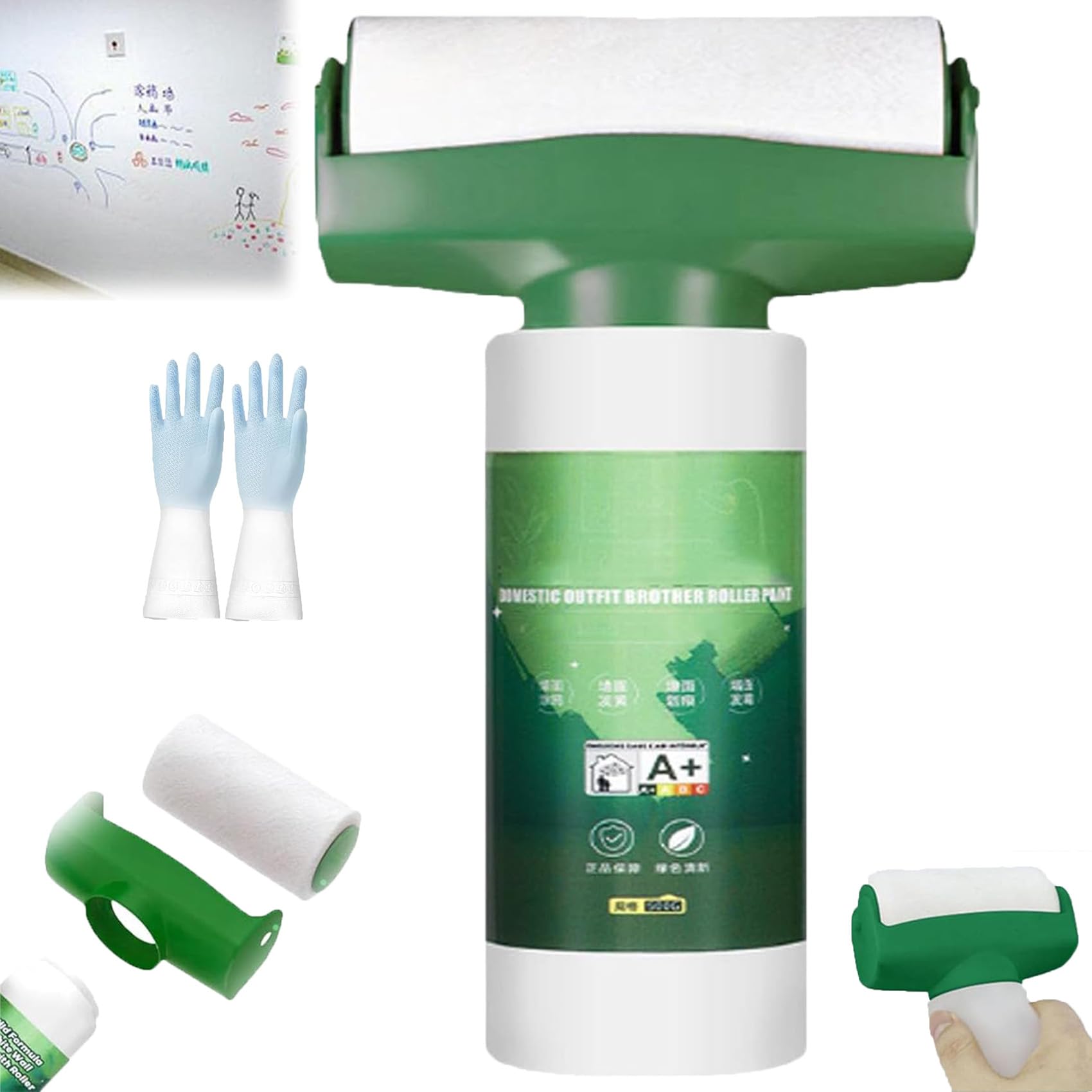 White Touch Up Paint for Walls - Mild Formula White Wall Paint with Roller Kit, Portable Wall Repair Paint Tool - Perfect for Small Repairs, DIY Home Projects & Apartment Maintenance (1PC)