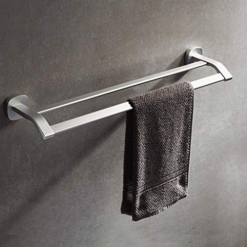 Sturdy Aluminum Double Rod Towel Rack - Rustproof Bathroom & Kitchen Shelf Organizer for Towels, Robes & Utensils | Space-Saving Storage Solution for Small Bathrooms & Modern Kitchens