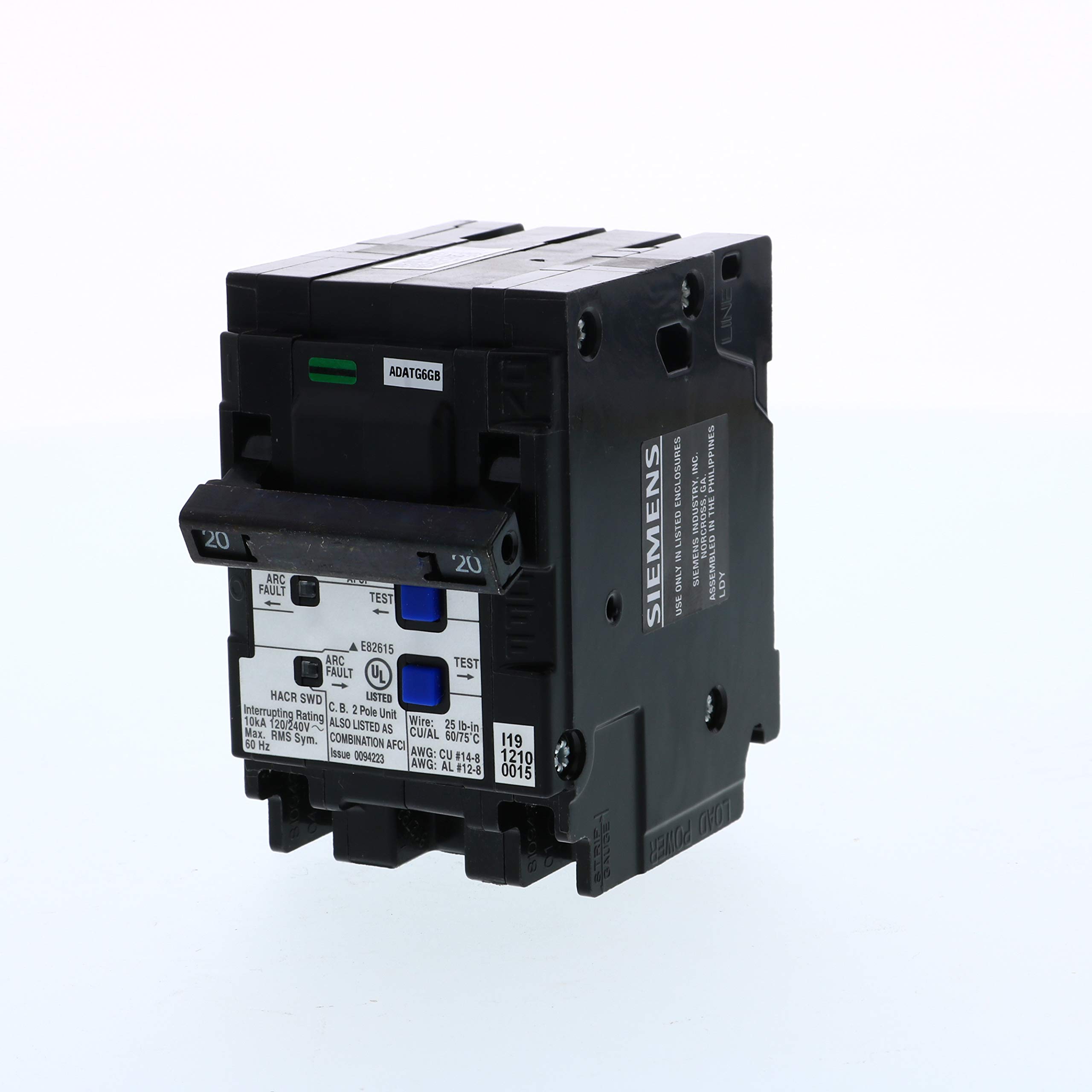 20 Amp 2-Pole AFCI Plug-On Neutral Circuit Breaker - Combination Type for Home Electrical Safety | Perfect for Residential Panel Upgrades & Fire Prevention