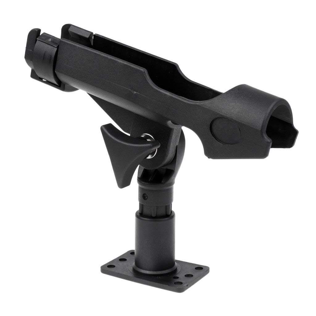 360° Adjustable Black Nylon Fishing Rod Holder for Kayak, Boat & Yacht - Side/Rail/Flush Mount Pole Support Bracket - Perfect for Saltwater & Freshwater Fishing Trips