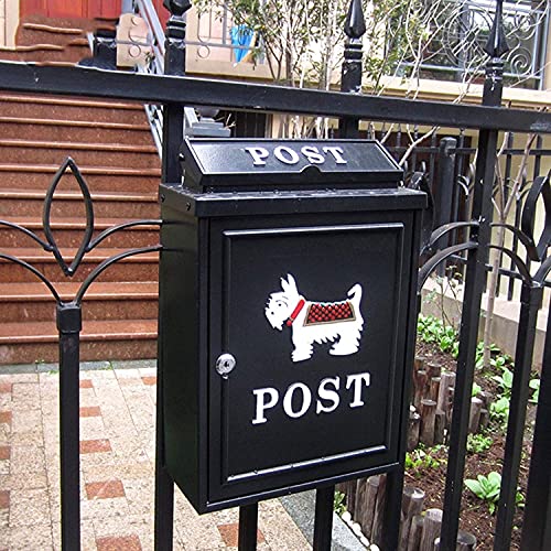 Outdoor Wall Mount Mailbox - Large Capacity Galvanized Steel Rust-Proof Post Box with Lock | Weatherproof Black Drop Mailbox for Home, Office & Apartment Use