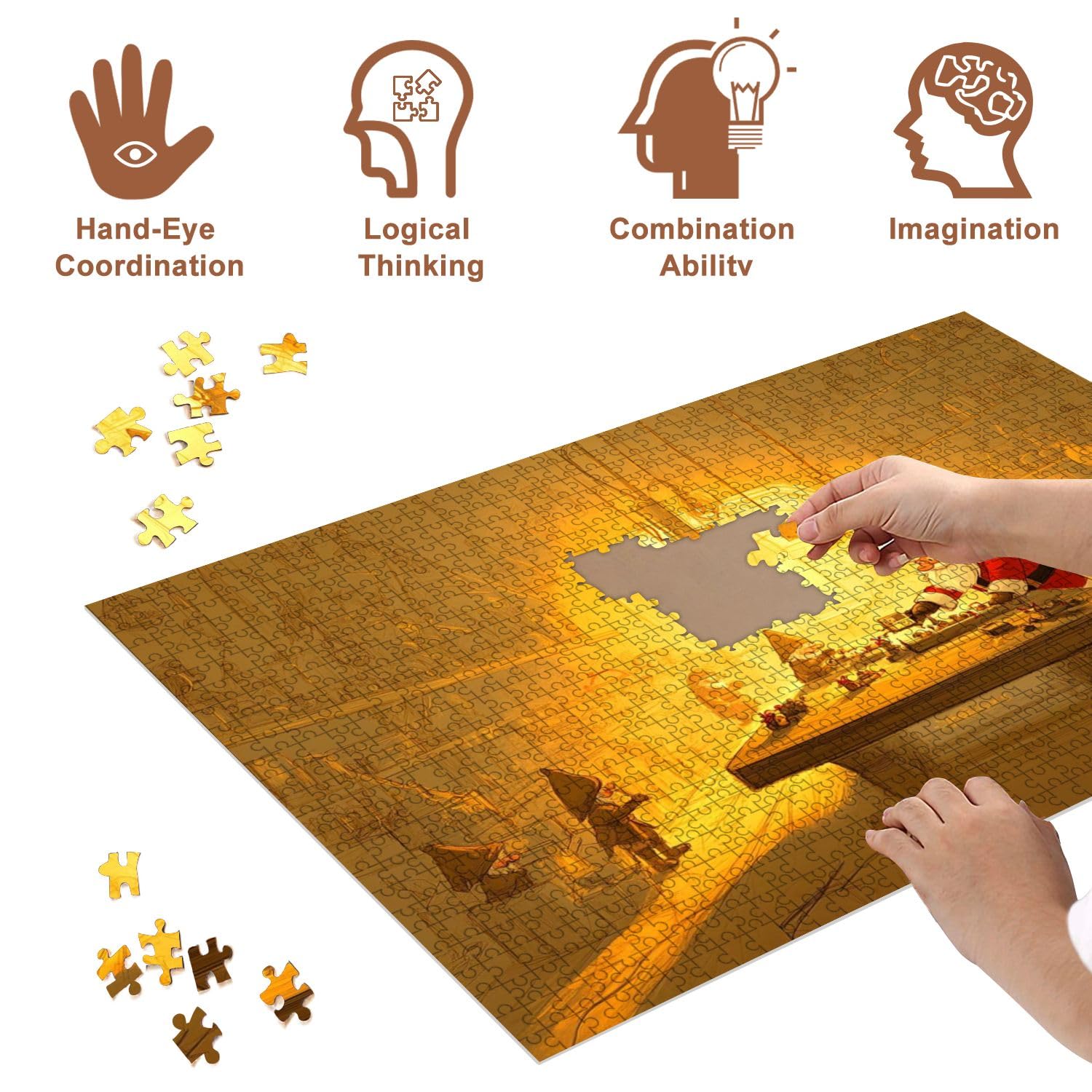 500-Piece Santa Toy Workshop Wooden Jigsaw Puzzle - Family Game & Home Decor