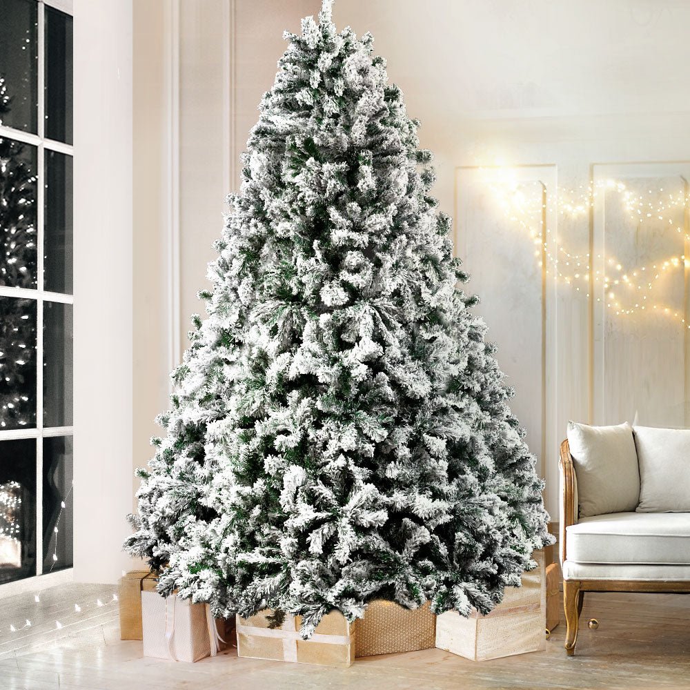 2.1M Artificial Christmas Tree with 1106 Snowy Tips - Premium Xmas Decor for Home, Office & Holiday Party Decorations