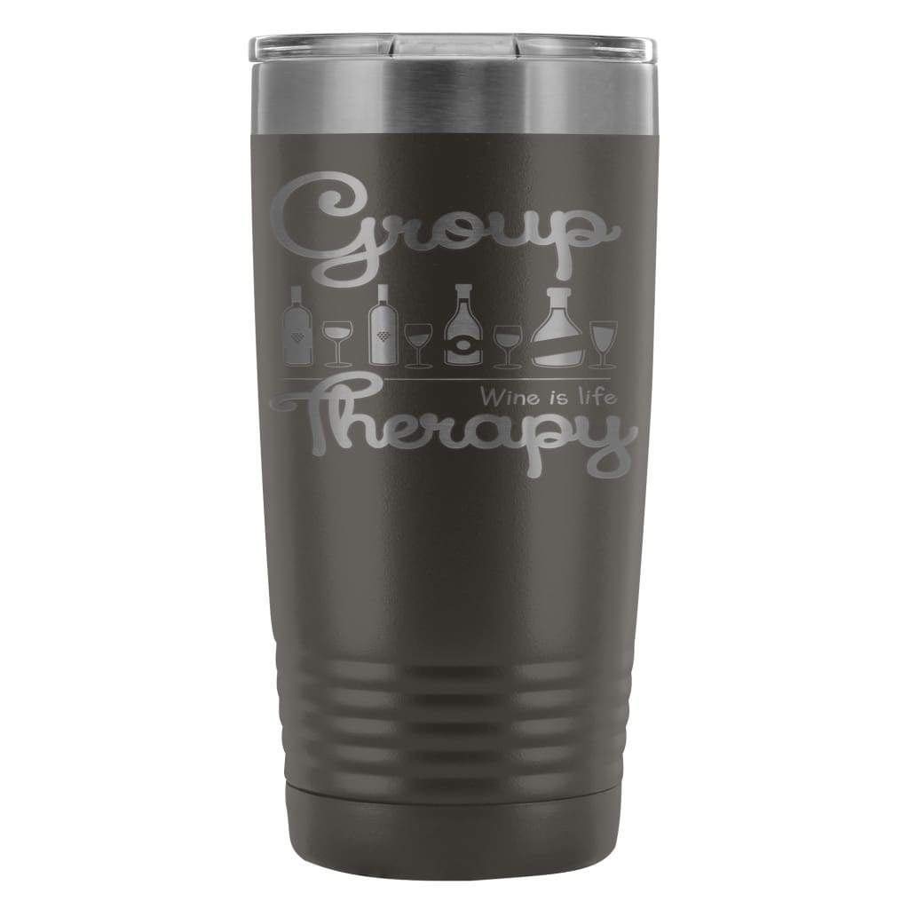 ODDITEES Funny Wine Tumbler - 20oz Stainless Steel Insulated Cup with Laser Etched 'Group Therapy' Design (Orange) - Perfect for Wine Lovers, Office Humor & Girls Night Out Gifts