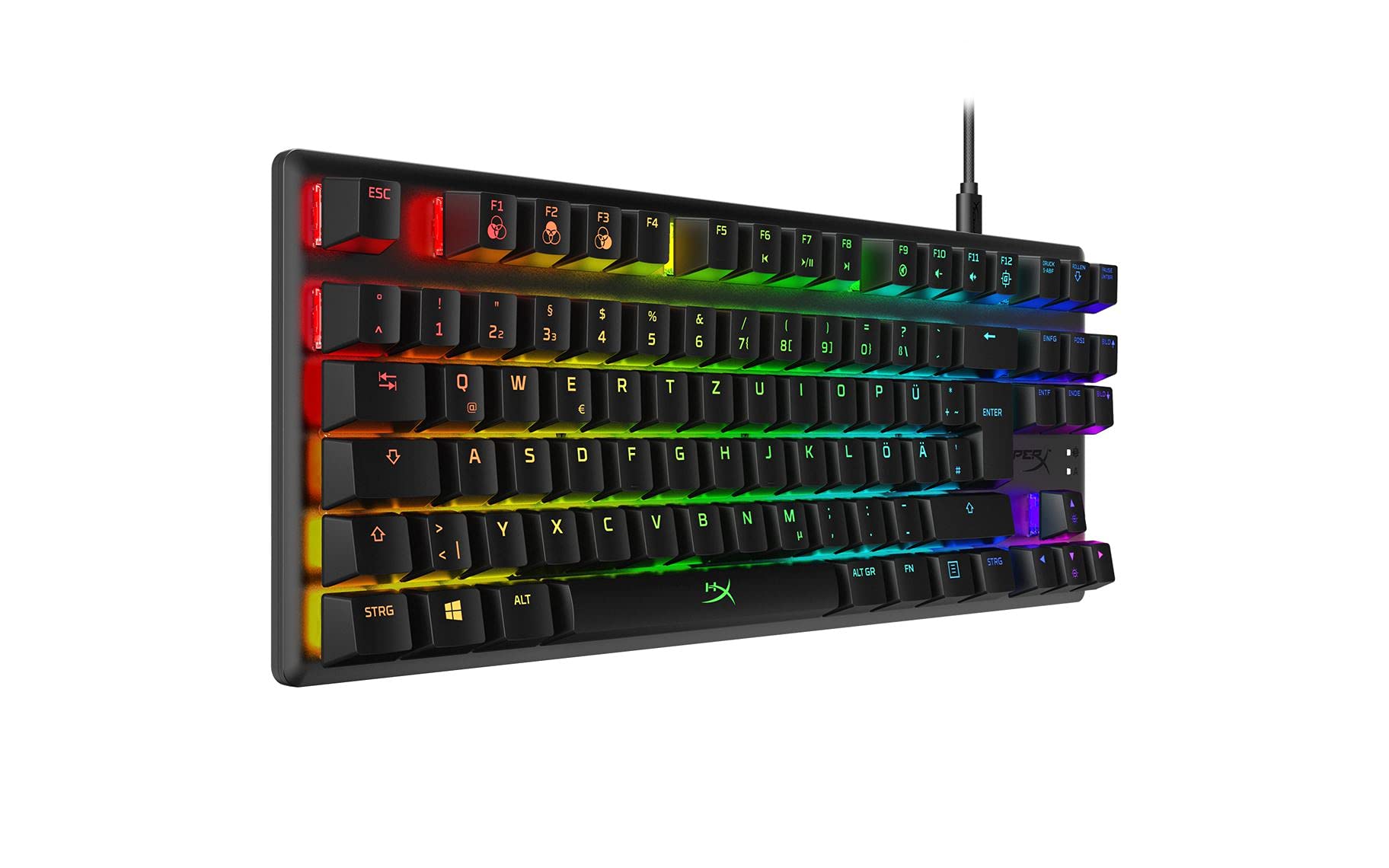 HyperX Alloy Origins Core RGB Mechanical Gaming Keyboard - USB-A, Tenkeyless Design, HyperX Red Switches (DE Layout) for PC, Mac, PS4, PS5 - Perfect for Esports, Gaming & Typing