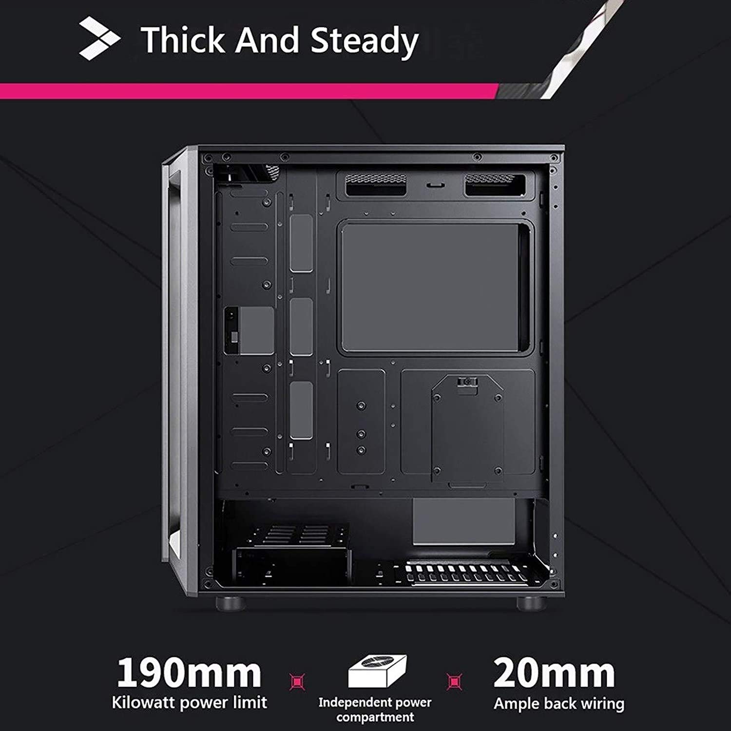 Pink RGB Gaming PC Case - ATX Mid Tower Computer Case with Panoramic Tempered Glass Side Panel, USB 3.0/2.0 Ports & Audio I/O - Perfect for Gaming Setup, Streaming & Custom RGB Builds