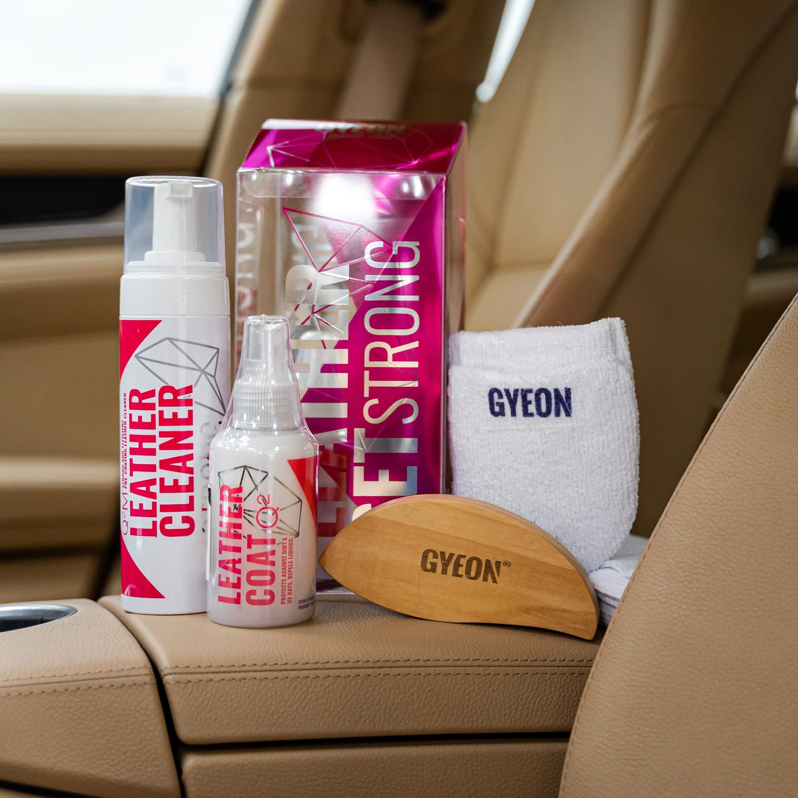 Gyeon Leather Set Strong - Premium Car Leather Cleaner & Coating Kit | Deep Clean, Protect & Condition Automotive Leather Seats & Interior | Ideal for Cars, Trucks & SUVs | Long-Lasting Leather Protection & Shine